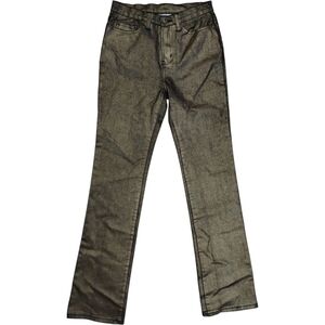 🔥DG2 by Diane Gilman Stretch Slim Fit Jeans Straight Leg Black Gold Metallic